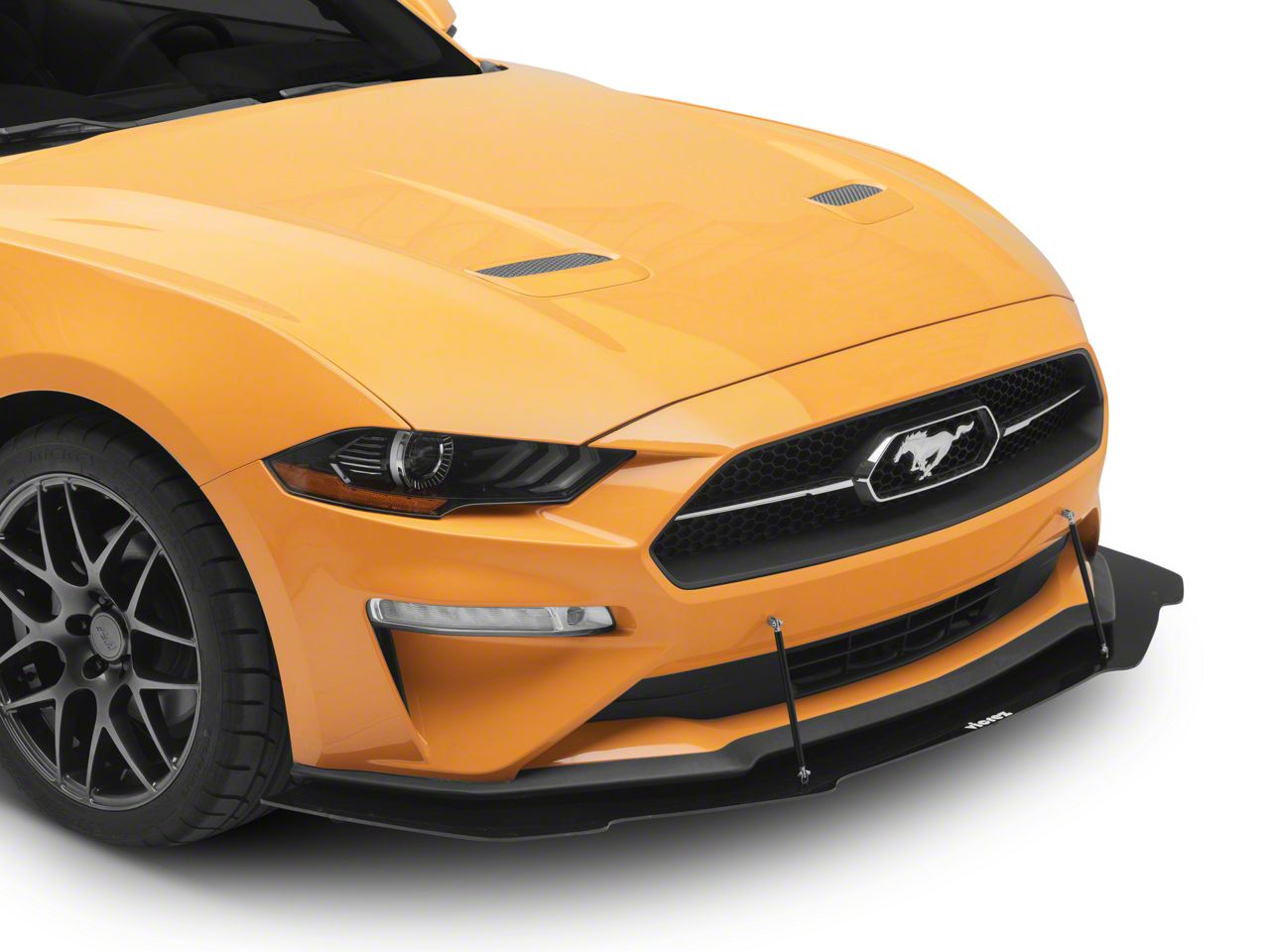 GT500 Style Front Bumper Splitter; Gloss Black Vinyl (18-23 Mustang GT, EcoBoost)