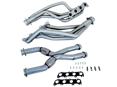 BBK 1-3/4-Inch Coyote 5.0L Swap Long Tube Headers with Catted X-Pipe; Titanium Ceramic (86-04 Mustang)