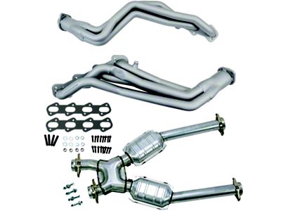 BBK 1-5/8-Inch Long Tube Headers with Catted X-Pipe; Titanium Ceramic (99-04 Mustang Cobra, Mach 1)
