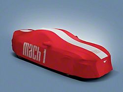 Ford Indoor Full Car Cover with Mach 1 Logo; Red and White (21-23 Mustang Mach 1 w/ Handling Pack Spoiler)