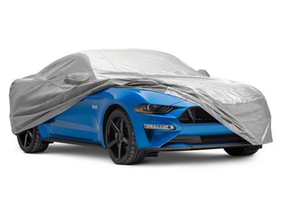 SuperStretch Hybrid Outdoor Car Cover with Pony Logo; Gray (15-23 Mustang)