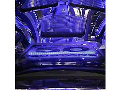 Illuminated 5.0 Hood Panel Vanity Plate; Perforated; Blue LED (11-12 Mustang GT)