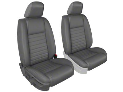 TMI OEM Style Front Seat Upholstery Kit; Charcoal Black Vinyl and Dark Charcoal Perforated (05-09 Mustang GT w/ Seat Airbags)