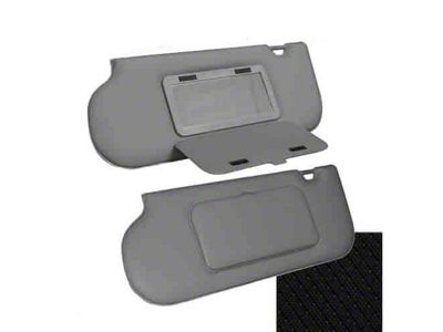 TMI Sun Visors with Mirrors; Ebony Black Cloth (85-93 Mustang Coupe & Hatchback w/ Sunroof or T-Top)
