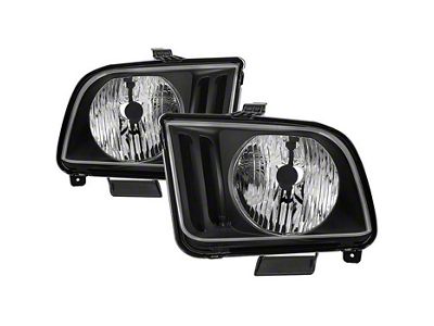 OEM Style Headlights; Black Housing; Clear Lens (05-09 Mustang w/ Factory Halogen Headlights, Excluding GT500)