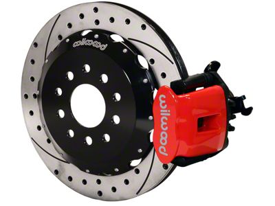 Wilwood CPB Rear Big Brake Kit with Drilled and Slotted Rotors; Red Calipers (94-04 Mustang GT, V6)