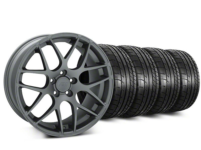 Staggered AMR Charcoal Wheel and Mickey Thompson Tire Kit; 19x8.5/10 (05-14 Mustang)