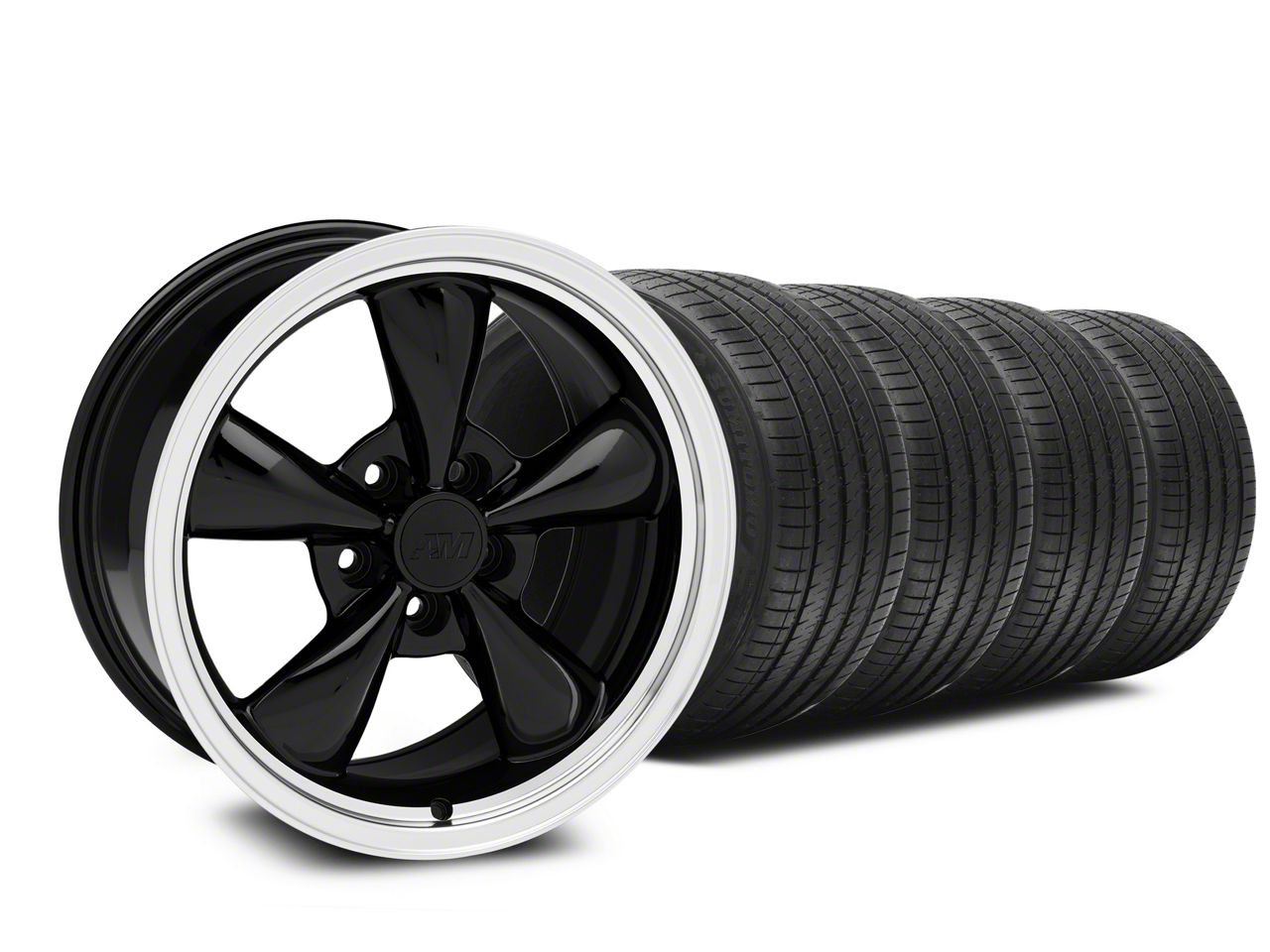 Bullitt Black Wheel and Sumitomo Maximum Performance HTR Z5 Tire Kit; 17x9 (87-93 Mustang w/ 5-Lug Conversion)