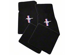 Lloyd Front and Rear Floor Mats with Tri-Bar Pony Logo; Black (79-93 Mustang)