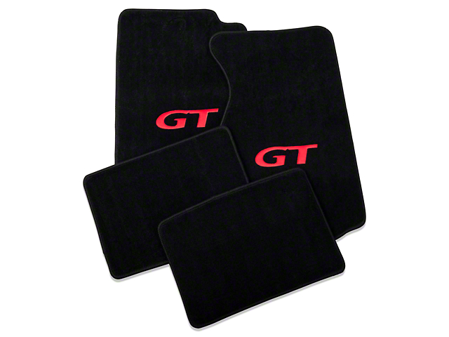 Lloyd Front and Rear Floor Mats with Red GT Logo; Black (99-04 Mustang)