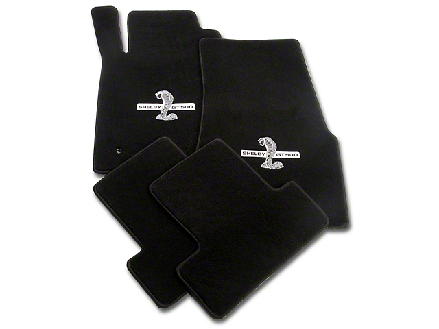 Lloyd Front and Rear Floor Mats with Shelby GT500 Logo; Black (05-10 Mustang)