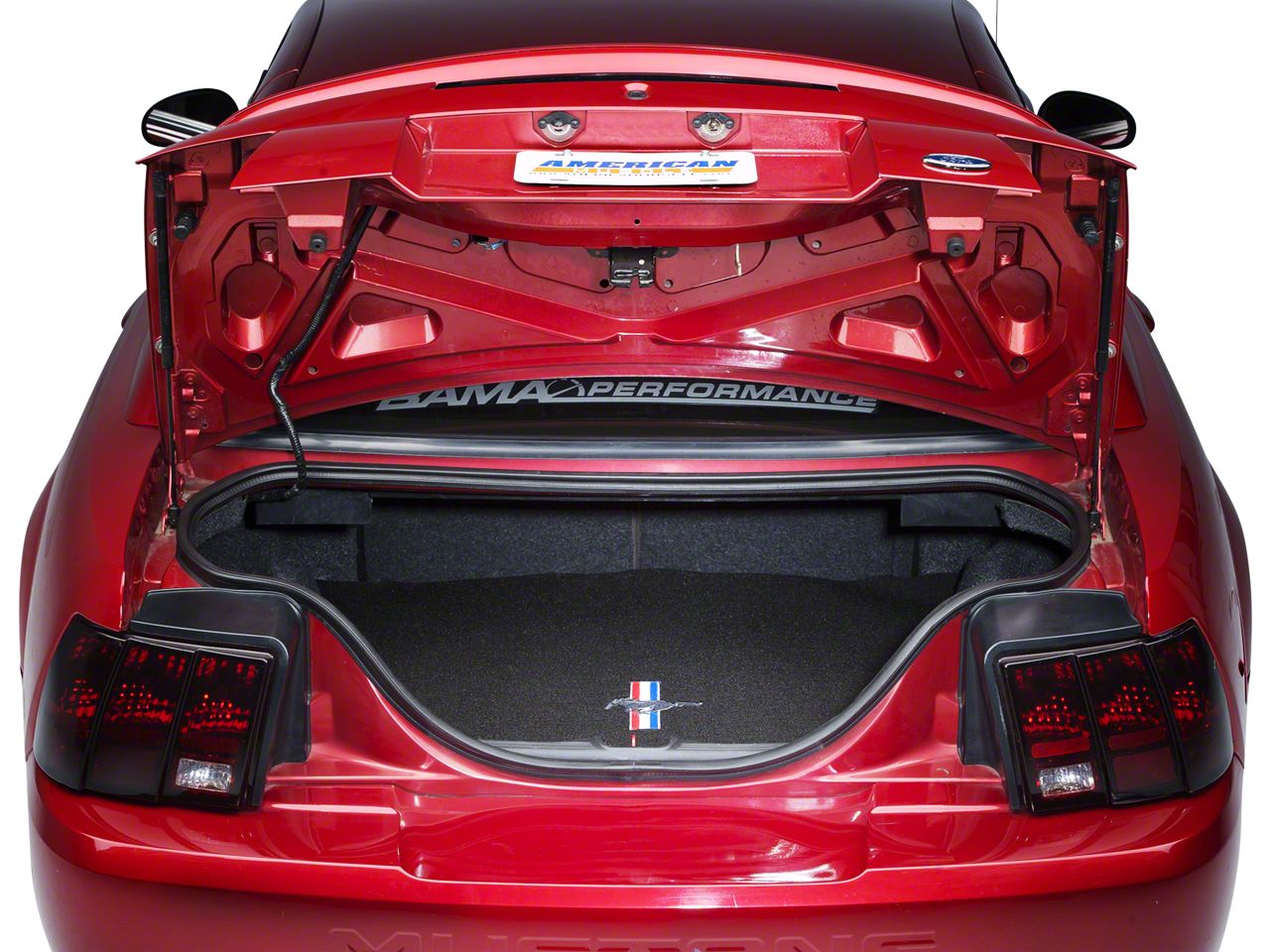 Lloyd Trunk Mat with Tri-Bar Pony Logo; Black (99-04 Mustang)