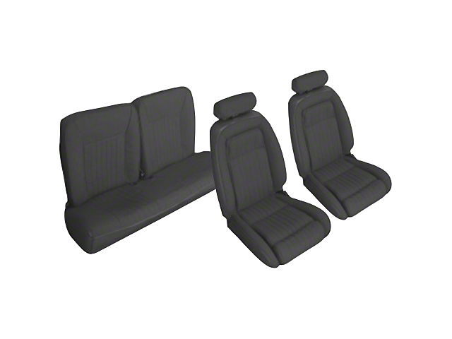 OPR Front and Rear Sport Seat Upholstery; Black (90-91 Mustang Hatchback)