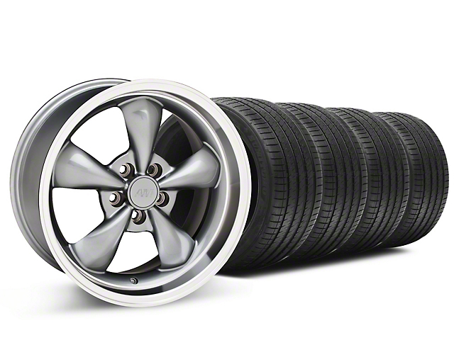 Staggered Bullitt Anthracite Wheel and Sumitomo Maximum Performance HTR Z5 Tire Kit; 18x9/10 (05-10 Mustang GT; 05-14 Mustang V6)