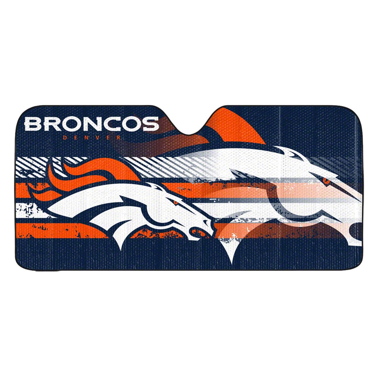 Windshield Sun Shade with Denver Broncos Logo; Navy (Universal; Some Adaptation May Be Required)