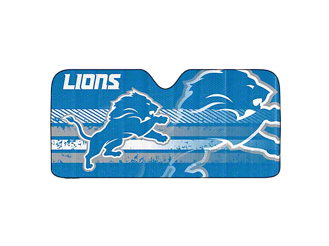 Windshield Sun Shade with Detroit Lions Logo; Blue (Universal; Some Adaptation May Be Required)