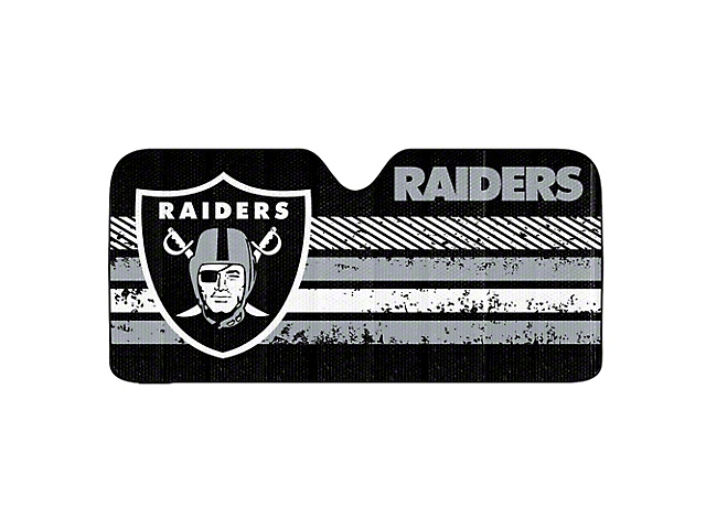 Windshield Sun Shade with Las Vegas Raiders Logo; Black (Universal; Some Adaptation May Be Required)