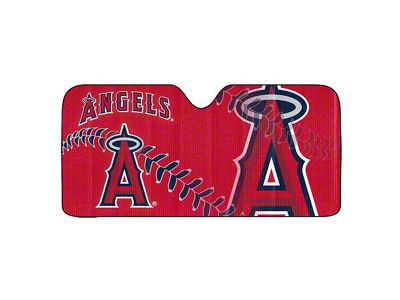 Windshield Sun Shade with Los Angeles Angels Logo; Red (Universal; Some Adaptation May Be Required)