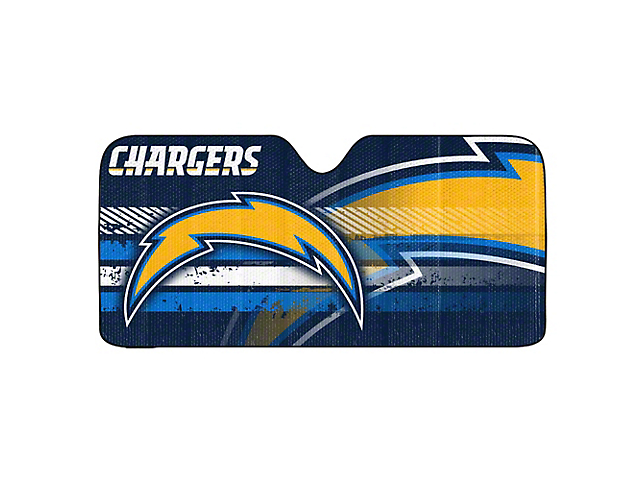Windshield Sun Shade with Los Angeles Chargers Logo; Navy (Universal; Some Adaptation May Be Required)