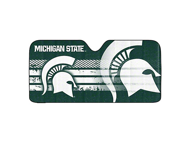 Windshield Sun Shade with Michigan State University Logo; Green (Universal; Some Adaptation May Be Required)