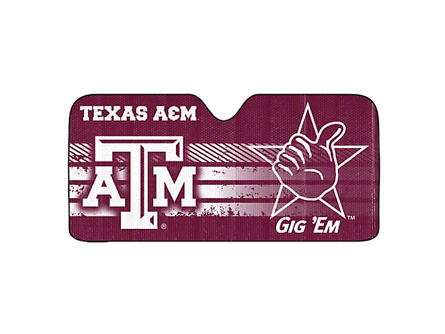Windshield Sun Shade with Texas A&M University Logo; Maroon (Universal; Some Adaptation May Be Required)