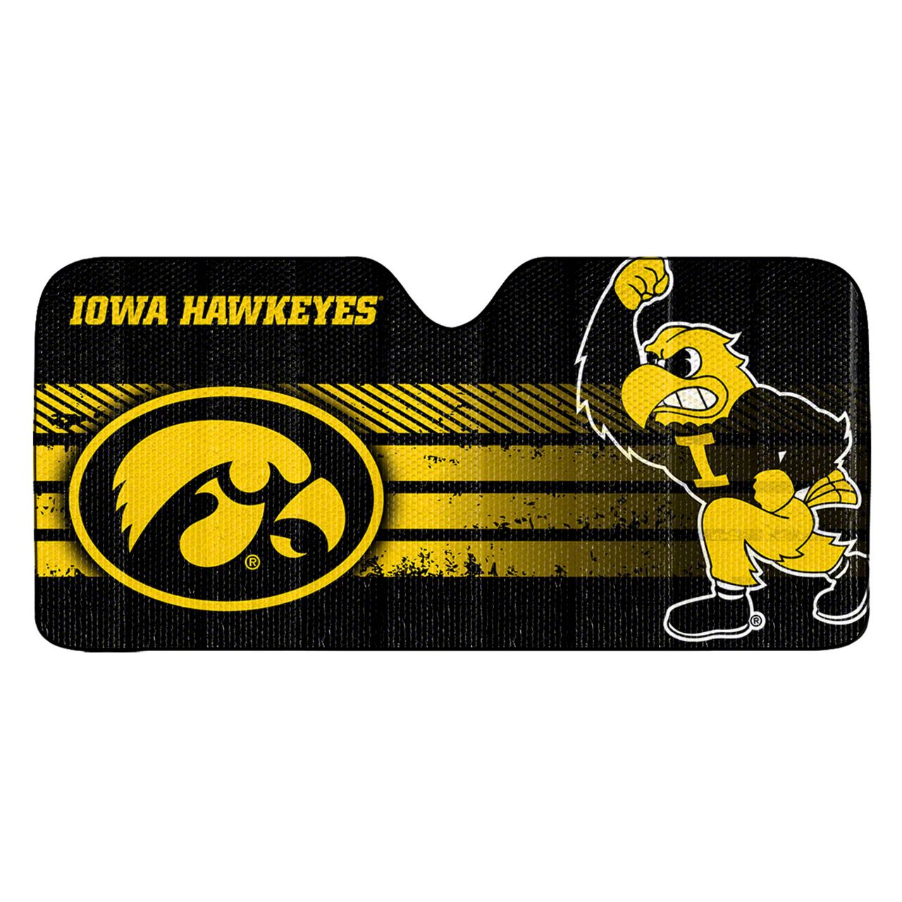 Windshield Sun Shade with University of Iowa Logo; Black (Universal; Some Adaptation May Be Required)