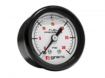 Grams Performance 30 PSI Fuel Pressure Gauge; White (Universal; Some Adaptation May Be Required)