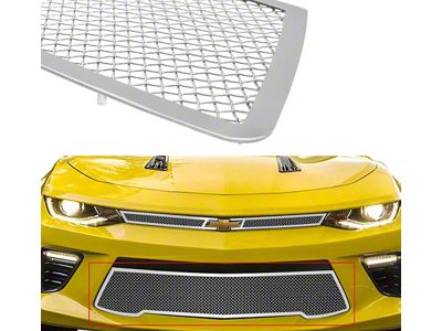 Wire Mesh Lower Grille; Chrome (16-18 Camaro SS)