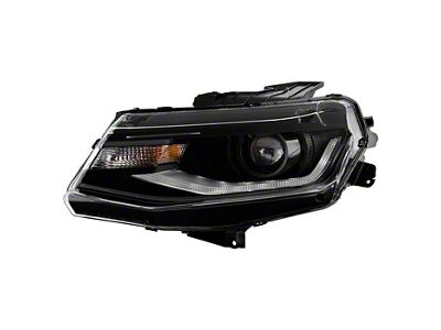 OEM Style Headlight with LED DRL; Driver Side; Black Housing; Clear Lens (16-18 Camaro w/ Factory HID Headlights)