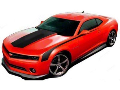 Top and Side Hockey Throwback Stripe; Gloss Black (14-15 Camaro, Excluding SS)
