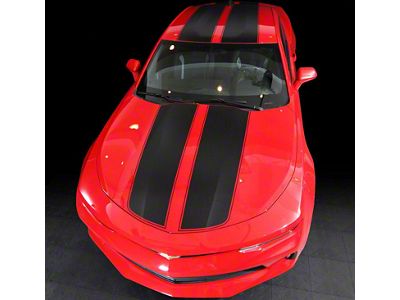 Top Rally Sport Stripes with Roof Stripes Roof; Gloss Black (19-23 Camaro)