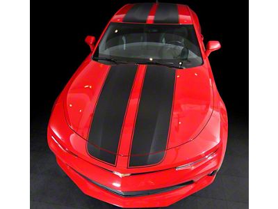 Top Rally Sport Stripes with Roof Stripes Roof; Matte Black (16-18 Camaro)