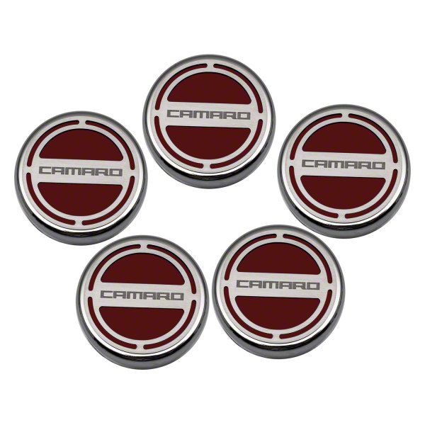 Camaro Engine Caps with Camaro Logo; Garnet Red (10-15 V8 Camaro ...