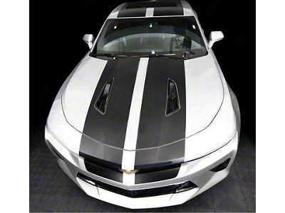 SS Top Racing Double Stripes; Gloss Black (16-18 Camaro)