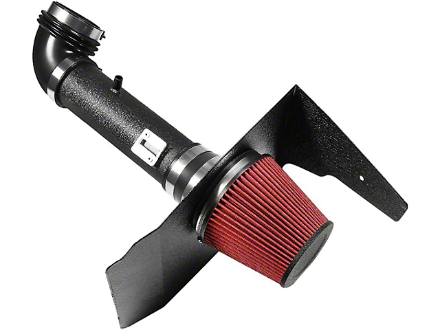 Aluminum Cold Air Intake with Red Filter and Heat Shield; Black (10-11 V6 Camaro)