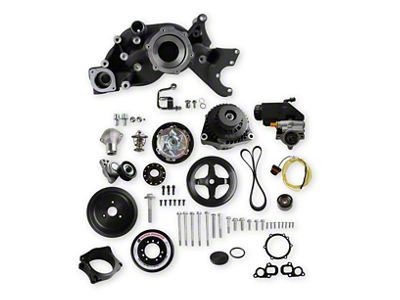 Holley Mid-Mount Race Accessory Drive System Kit with Power Steering Pump; Black (16-23 Camaro LT1, SS)