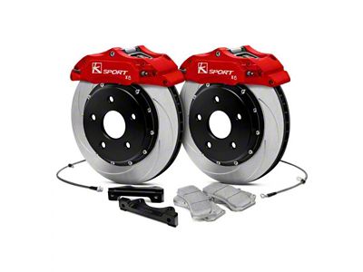 Ksport Procomp 6-Piston Rear Big Brake Kit with 15-Inch Slotted Rotors; Red Calipers (10-15 Camaro LT w/ RS Package)
