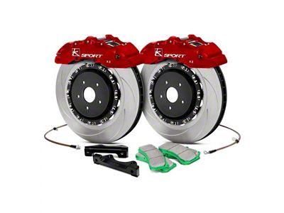 Ksport Supercomp 8-Piston Front Big Brake Kit with 15.70-Inch Slotted Rotors; Red Calipers (10-15 Camaro LT w/ RS Package)