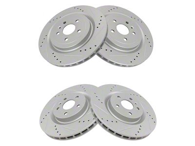 Performance Drilled and Slotted Rotors; Front and Rear (10-15 Camaro SS)