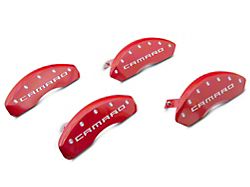 MGP Red Caliper Covers with Gen 5/6 Camaro Logo; Front and Rear (16-23 Camaro LS & LT w/ Single Piston Front Calipers)