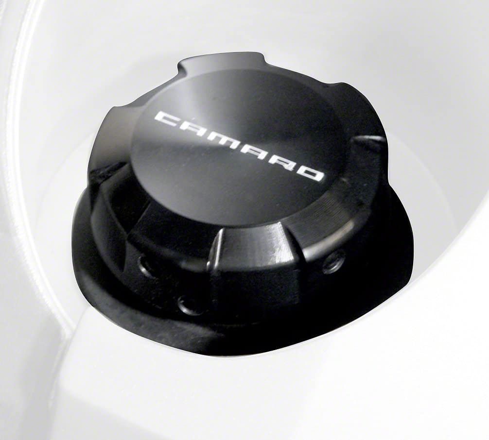 Drake Muscle Cars Billet Aluminum Oil Cap Cover; Black (10-15 Camaro)