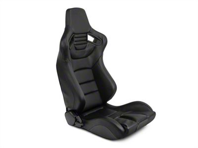 SpeedForm Racing Seats; Black/Black Carbon Fiber Vinyl; Pair (10-23 Camaro)