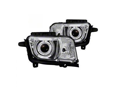 LED Halo Projector Headlights; Chrome Housing; Clear Lens (10-13 Camaro w/ Factory Halogen Headlights)