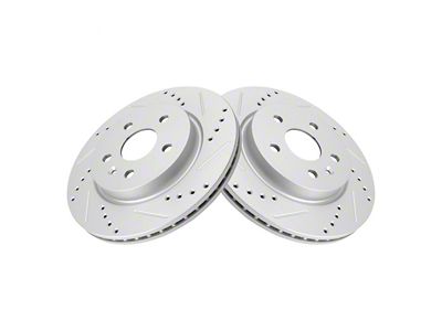 Performance Drilled and Slotted Rotors; Rear Pair (16-23 Camaro LS, LT)