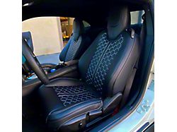 Kustom Interior Premium Artificial Leather Front and Rear Seat Covers; All Black with Honeycomb Accent (10-15 Camaro Coupe w/o 1LE Competition Seat)