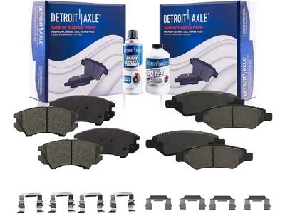 Ceramic Brake Pads with Brake Fluid and Cleaner; Front and Rear (10-15 Camaro LS, LT)