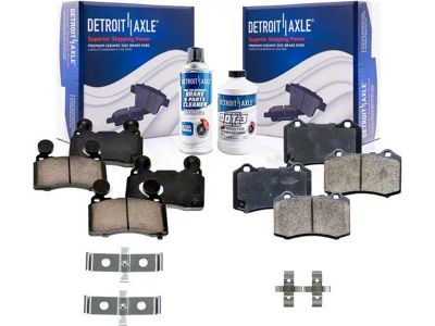 Ceramic Brake Pads with Brake Fluid and Cleaner; Front and Rear (11-15 Camaro SS)