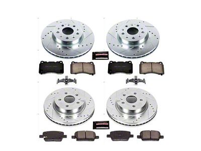 PowerStop Z23 Evolution Sport Brake Rotor and Pad Kit; Front and Rear (16-23 Camaro LS & LT w/ 4-Piston Front Calipers; 20-23 Camaro LT1)