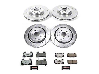 PowerStop Z26 Street Warrior Brake Rotor and Pad Kit; Front and Rear (16-23 Camaro SS w/ 4-Piston Front Calipers)