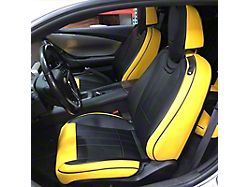 Kustom Interior Premium Artificial Leather Front and Rear Seat Covers; Yellow with Black Front Face (11-15 Camaro Convertible)